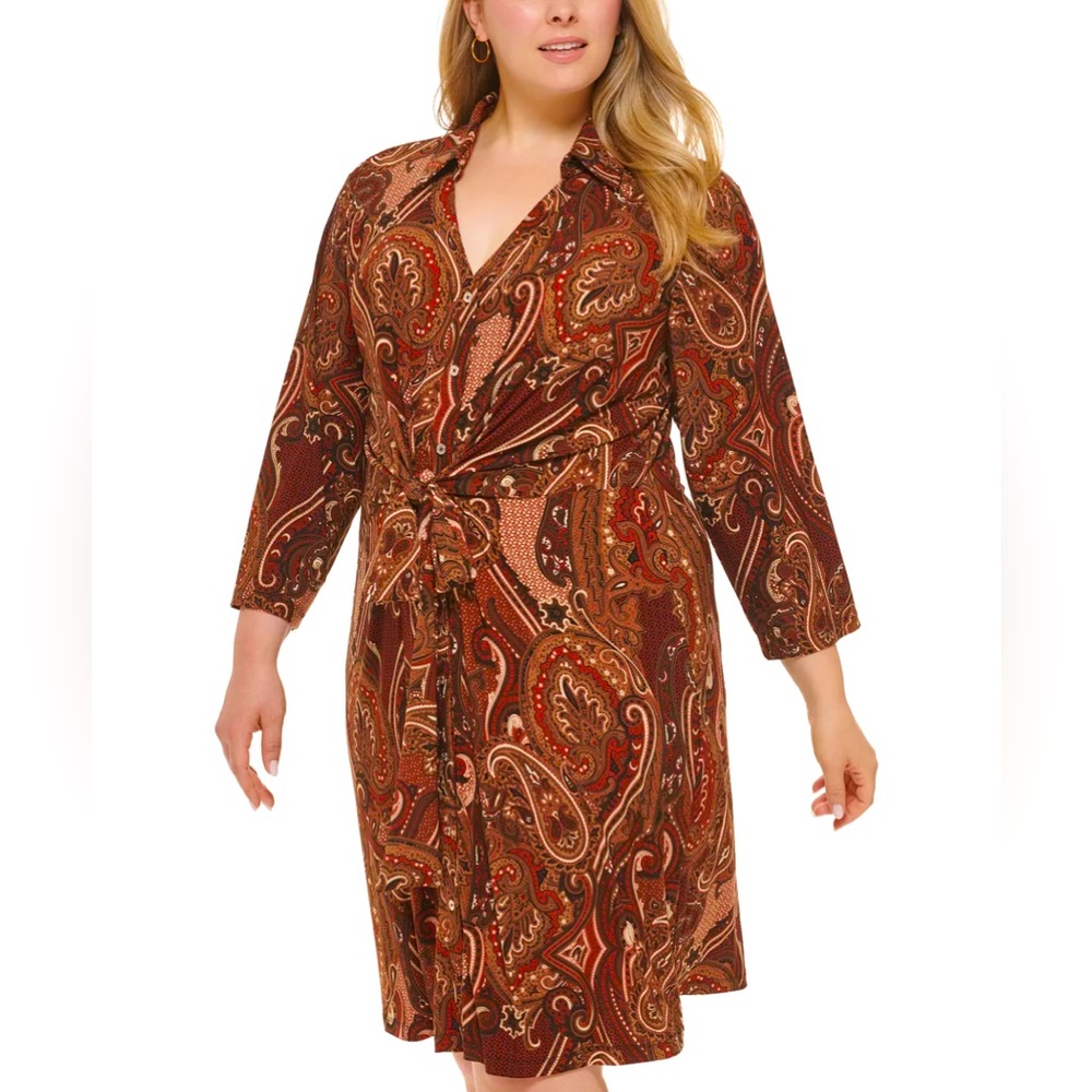Tommy Hilfiger Paisley-Print Button-Front Shirtdress